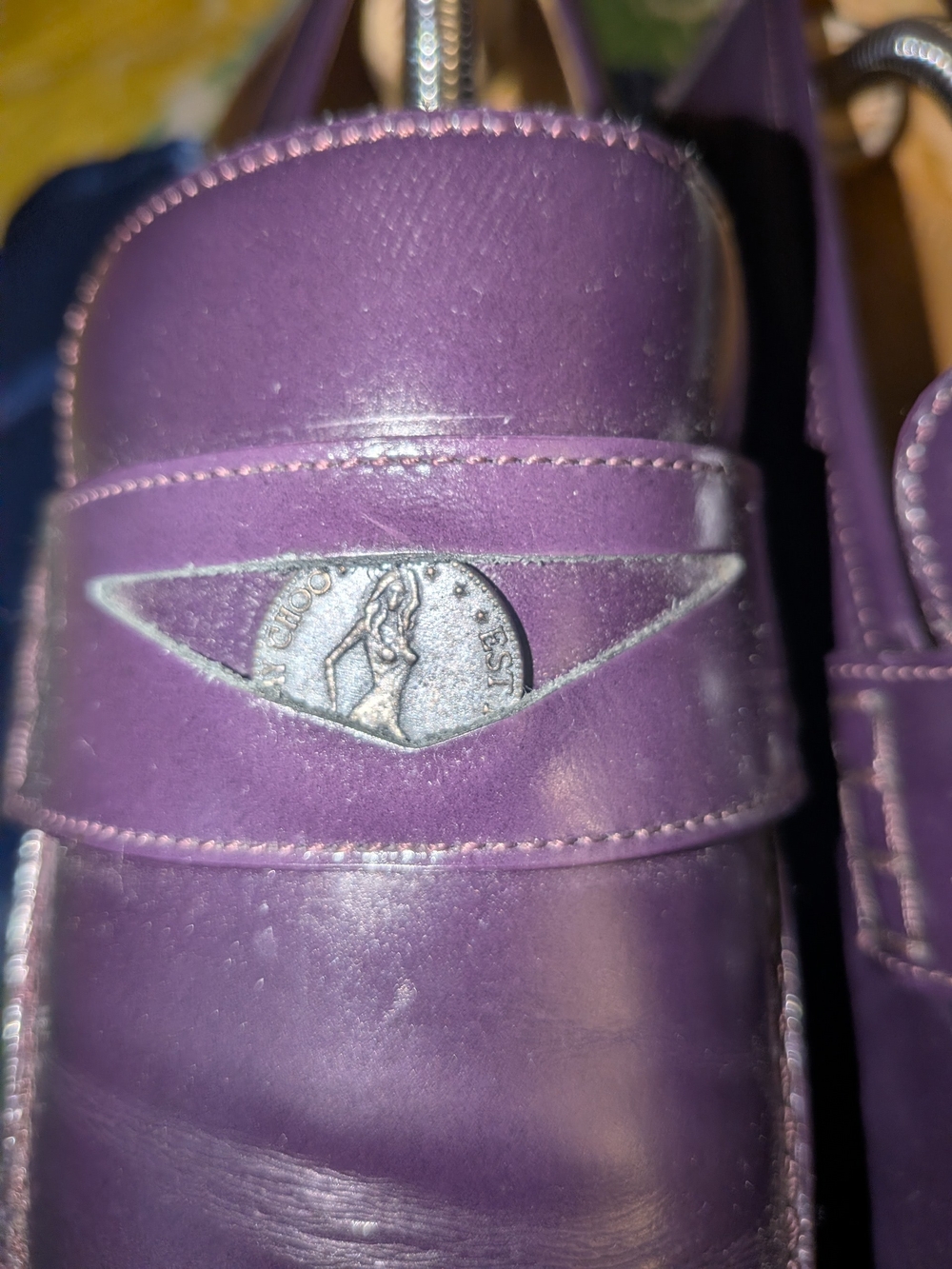 Jimmy Choo men's Purple Leather Penny Loafers EU SIZE 43 - Picture 2 of 10